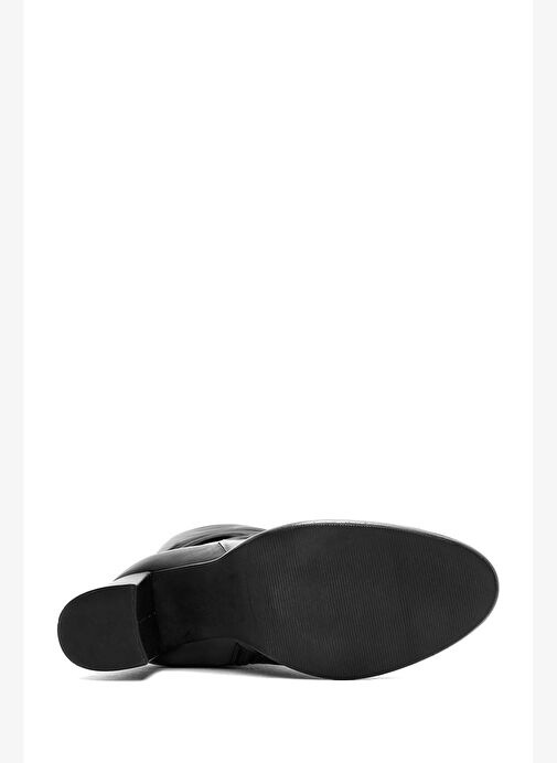 Kadın Siyah Fermuarlı Kalın Topuklu Deri Çizme 25WFD281118 - Görsel 9