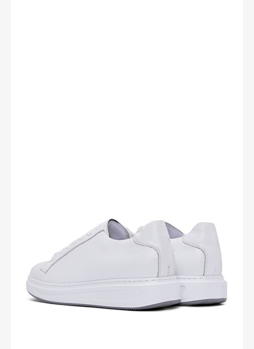Erkek Beyaz Bağcıklı Deri Sneaker 25WFD610018 - Görsel 6