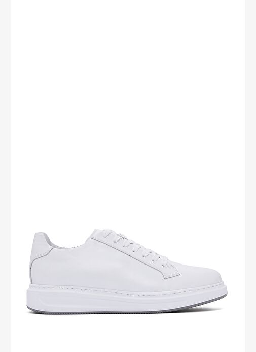 Erkek Beyaz Bağcıklı Deri Sneaker 25WFD610018 - Görsel 2