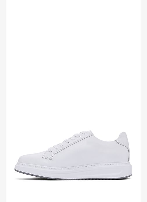 Erkek Beyaz Bağcıklı Deri Sneaker 25WFD610018 - Görsel 3