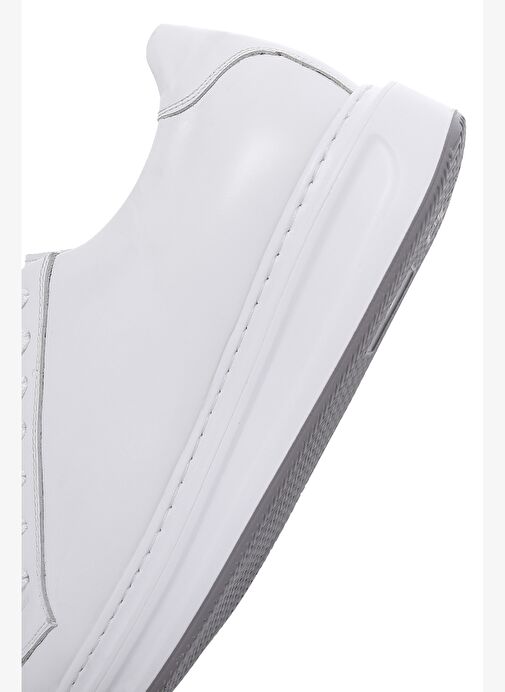 Erkek Beyaz Bağcıklı Deri Sneaker 25WFD610018 - Görsel 8
