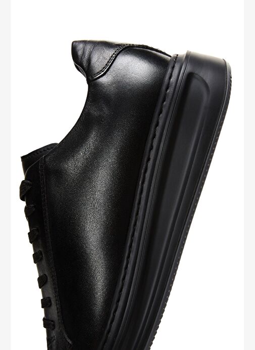 Erkek Siyah Bağcıklı Deri Sneaker 25WFD610018 - Görsel 8