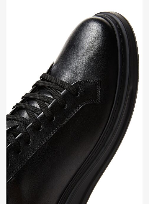 Erkek Siyah Bağcıklı Deri Sneaker 25WFD610018 - Görsel 9
