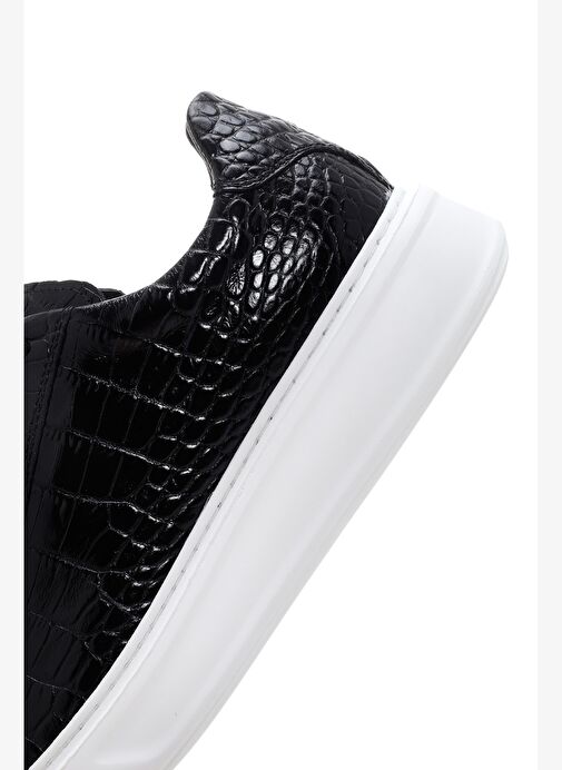 Erkek Siyah Bağcıklı Deri Sneaker 25WFD6100E3 - Görsel 8