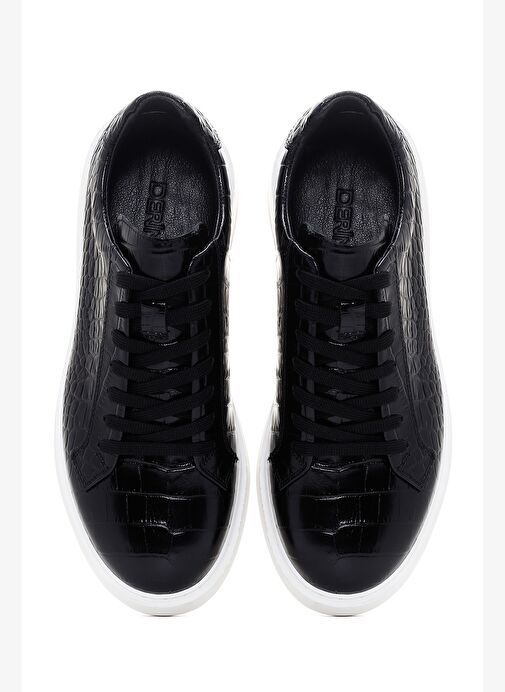 Erkek Siyah Bağcıklı Deri Sneaker 25WFD6100E3 - Görsel 7