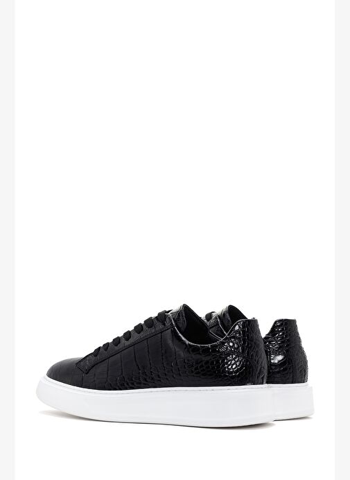 Erkek Siyah Bağcıklı Deri Sneaker 25WFD6100E3 - Görsel 6