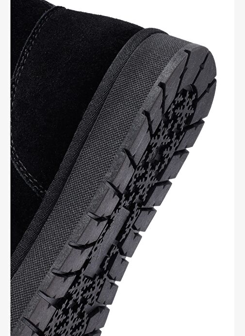 Kadın Siyah Kürklü Süet Deri Teddy Bot 25WFD478210 - Görsel 9