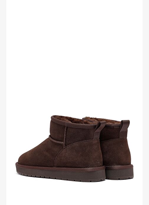 Kadın Kahverengi Kürklü Süet Deri Teddy Bot 25WFD478210 - Görsel 7