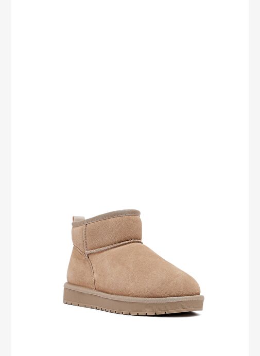 Kadın Bej Kürklü Süet Deri Teddy Bot 25WFD478210 - Görsel 8