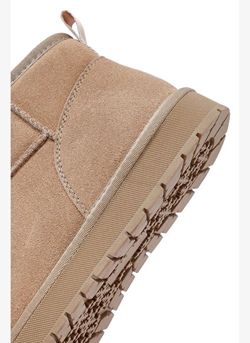 Kadın Bej Kürklü Süet Deri Teddy Bot 25WFD478210 - Görsel 9