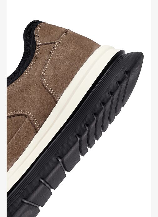 Erkek Vizon Bağcıklı Nubuk Deri Casual Sneaker 25WFD6417V3 - Görsel 9