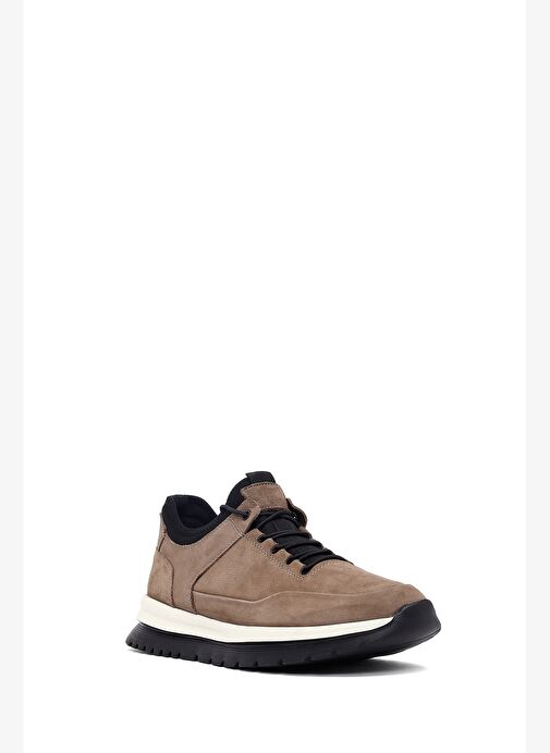 Erkek Vizon Bağcıklı Nubuk Deri Casual Sneaker 25WFD6417V3 - Görsel 7