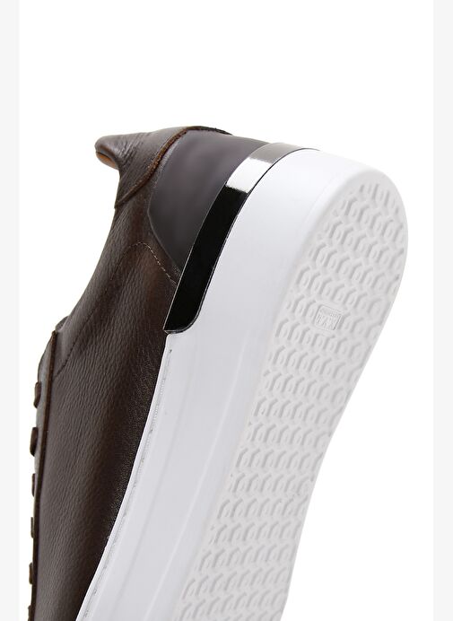 Erkek Kahverengi Bağcıklı Kalın Tabanlı Deri Sneaker 25WFD6107FT - Görsel 8