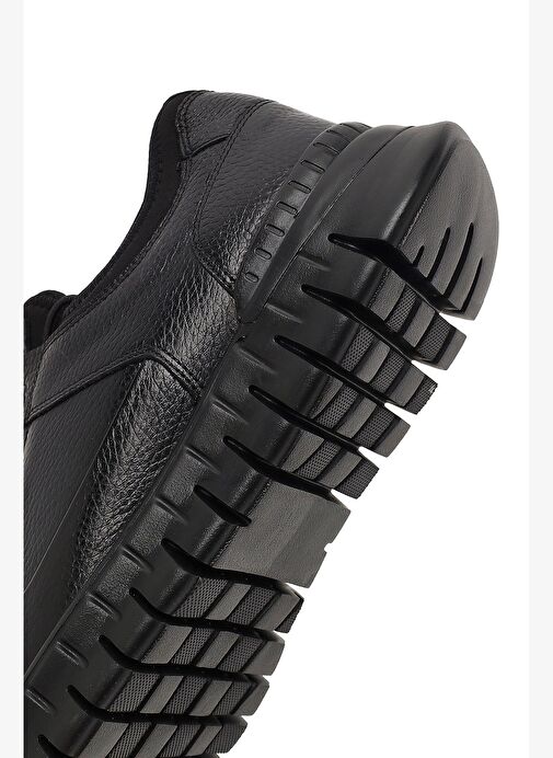 Erkek Siyah Bağcıklı Kalın Tabanlı Deri Casual Sneaker 25WFD6418FT - Görsel 9