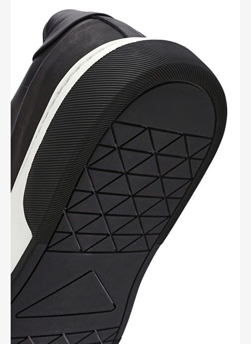 Erkek Siyah Bağcıklı Kalın Tabanlı Deri Sneaker 25WFD610918 - Görsel 9