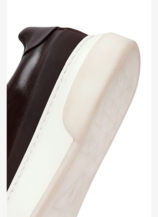 Erkek Kahverengi Bağcıklı Kalın Tabanlı Deri Sneaker 25WFD610918 - Görsel 9