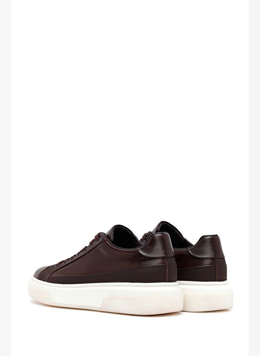Erkek Kahverengi Bağcıklı Kalın Tabanlı Deri Sneaker 25WFD610918 - Görsel 6