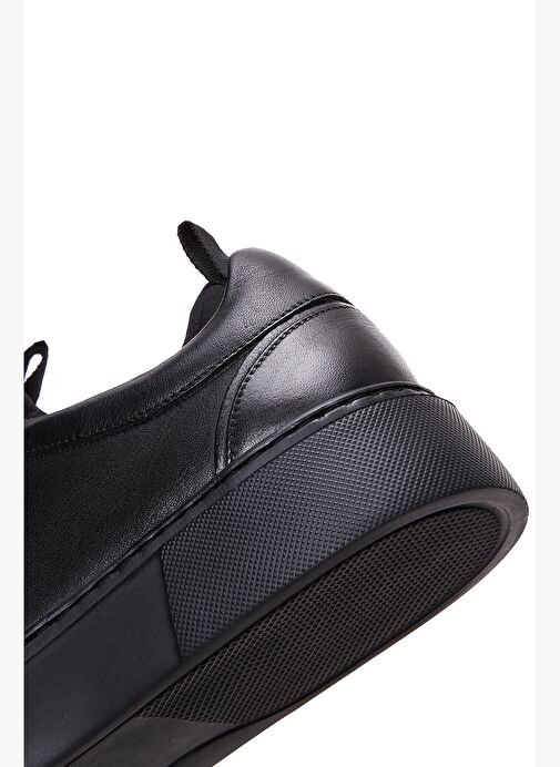 Erkek Siyah Bağcıklı Kalın Tabanlı Deri Sneaker 25WFD610518 - Görsel 9