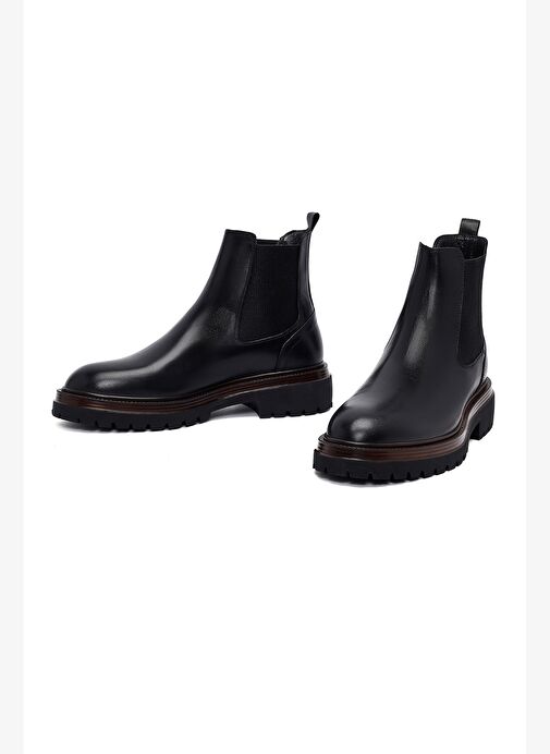 Erkek Siyah Deri Chelsea Bot 25WFD640218 - Görsel 4