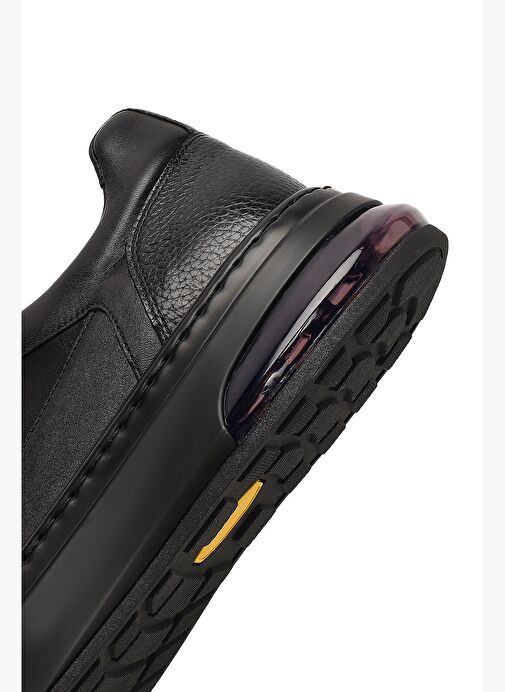 Erkek Siyah Bağcıklı Kalın Tabanlı Deri Sneaker 25WFD642018 - Görsel 9