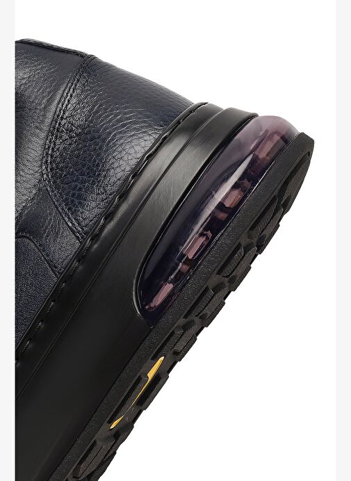 Erkek Lacivert Bağcıklı Kalın Tabanlı Deri Sneaker 25WFD642018 - Görsel 9