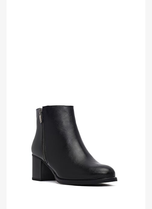 Kadın Siyah Fermuarlı Kalın Topuklu Bot 25WFE250318 - Görsel 9