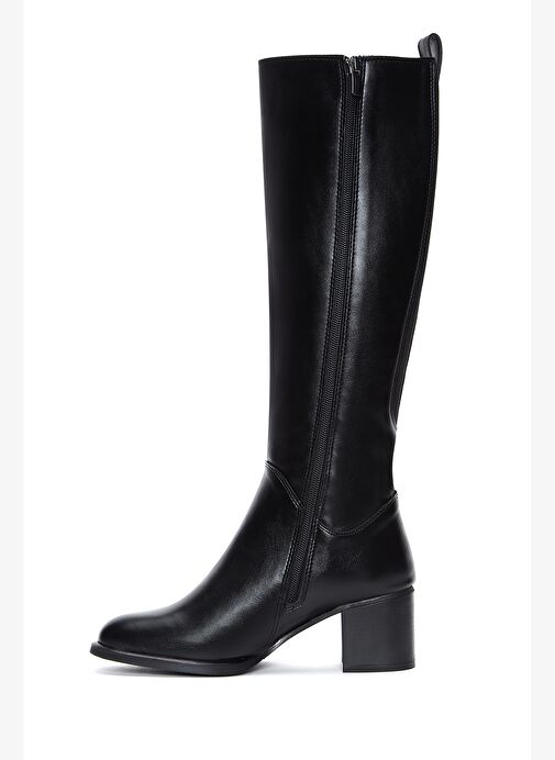 Kadın Siyah Fermuarlı Kalın Topuklu Çizme 25WFE250518 - Görsel 5