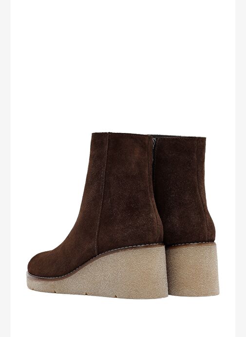 Kadın Kahverengi Fermuarlı Dolgu Topuklu Süet Deri Bot 25AFD152710 - Görsel 8