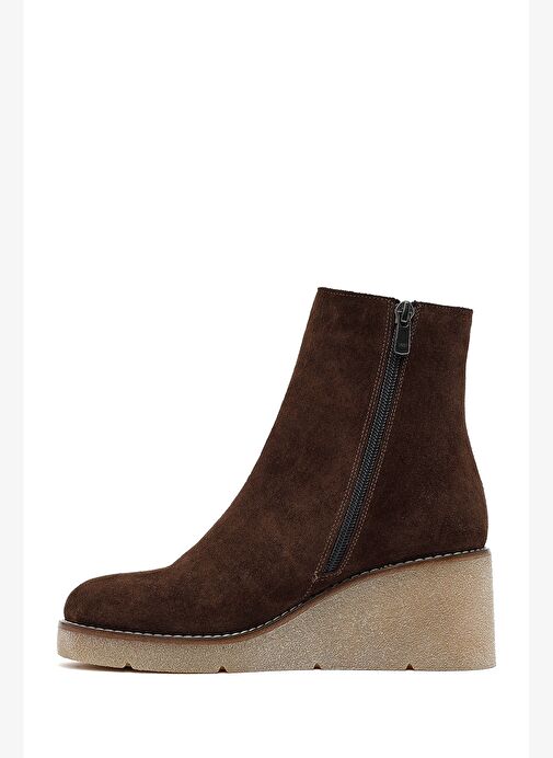Kadın Kahverengi Fermuarlı Dolgu Topuklu Süet Deri Bot 25AFD152710 - Görsel 5