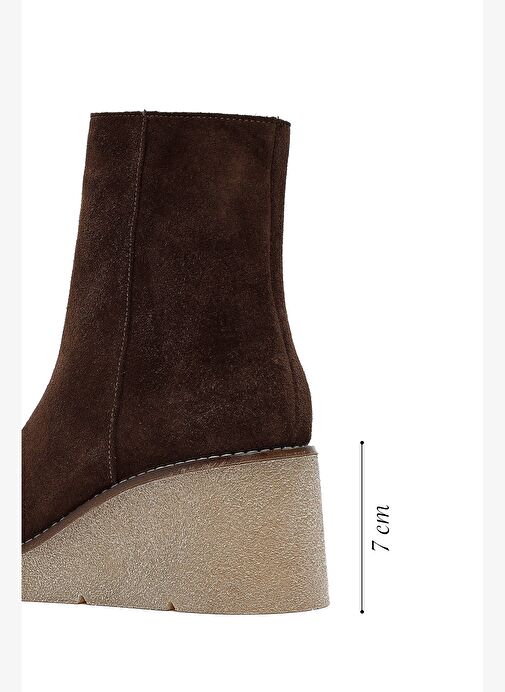 Kadın Kahverengi Fermuarlı Dolgu Topuklu Süet Deri Bot 25AFD152710 - Görsel 3