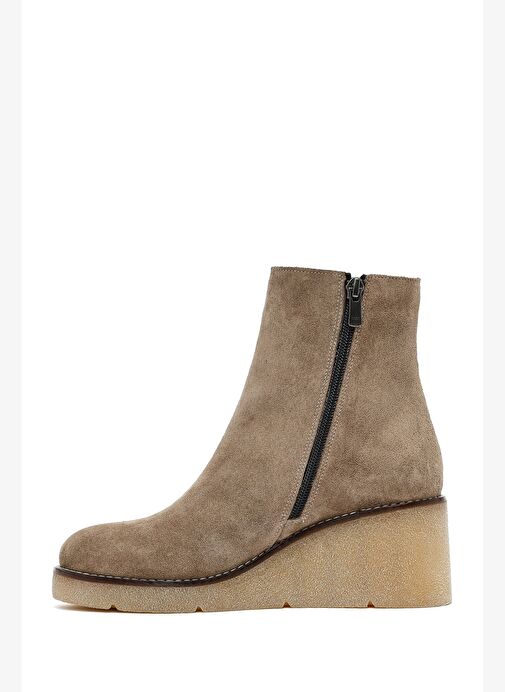 Kadın Vizon Fermuarlı Dolgu Topuklu Süet Deri Bot 25AFD152710 - Görsel 6