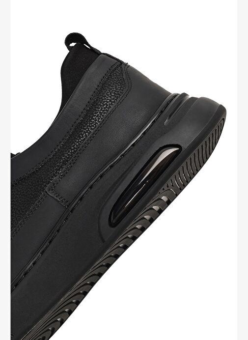 Erkek Siyah Bağcıklı Kalın Tabanlı Deri Sneaker 25WFD642414 - Görsel 9