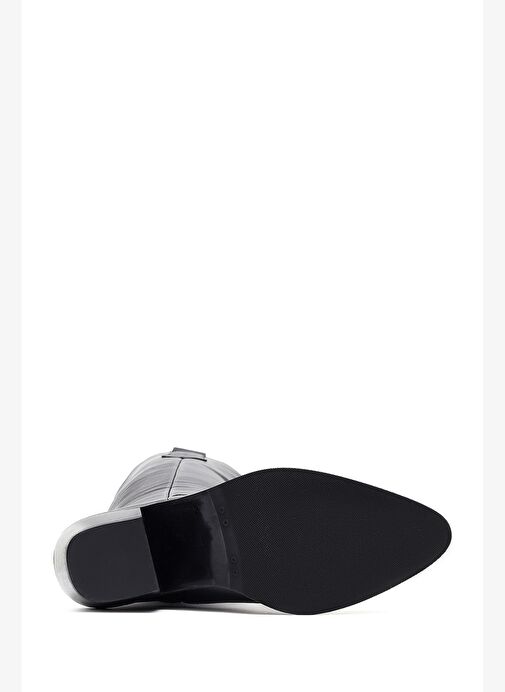 Kadın Siyah Kalın Topuklu Deri Kovboy Çizme 25AFD152918 - Görsel 7