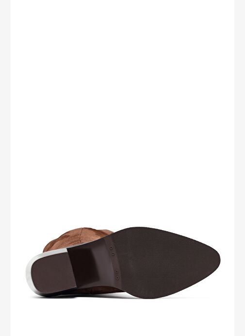 Kadın Kahverengi Kalın Topuklu Süet Deri Kovboy Çizme 25AFD152910 - Görsel 7