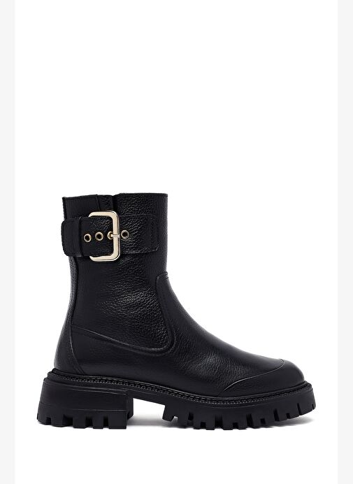 Kadın Siyah Kalın Tabanlı Deri Bot 25WFD1530FT - Görsel 2