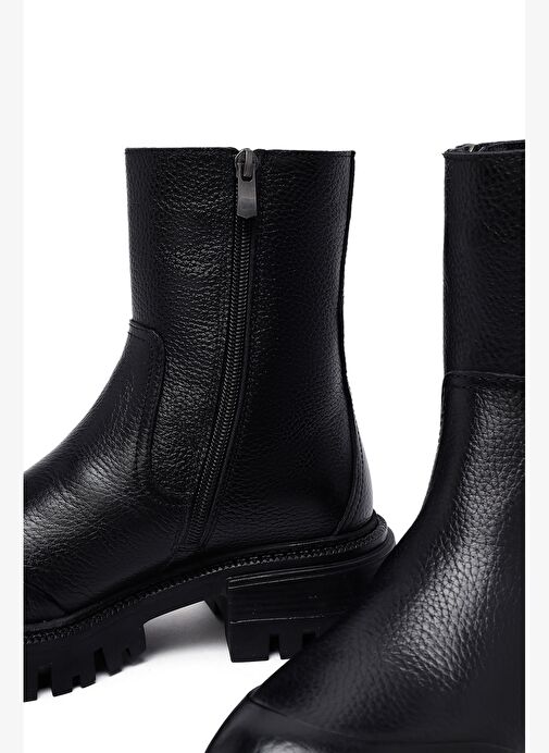 Kadın Siyah Kalın Tabanlı Deri Bot 25WFD1530FT - Görsel 9