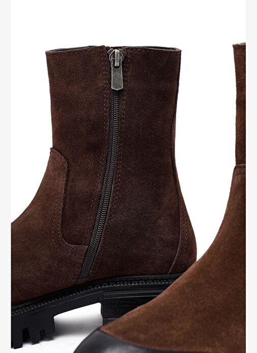 Kadın Kahverengi Kalın Tabanlı Süet Deri Bot 25WFD153010 - Görsel 9