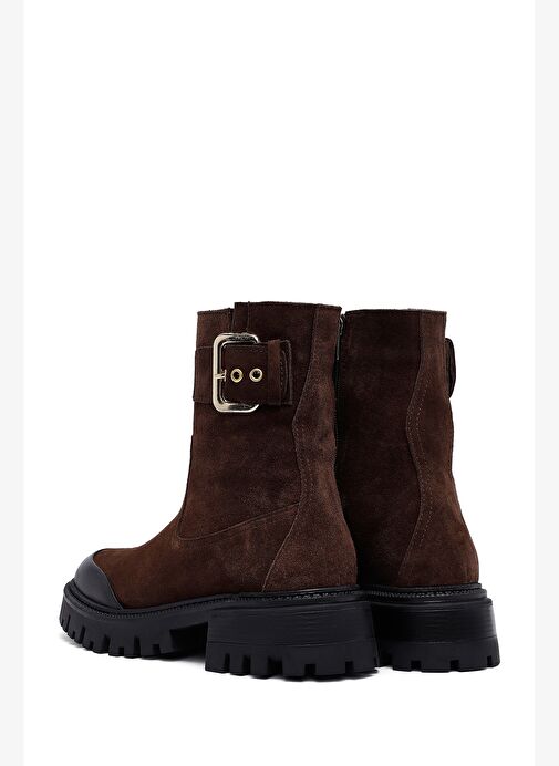 Kadın Kahverengi Kalın Tabanlı Süet Deri Bot 25WFD153010 - Görsel 7