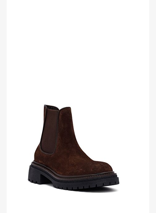 Kadın Kahverengi Kalın Tabanlı Süet Deri Chelsea Bot 25WFD153110 - Görsel 8