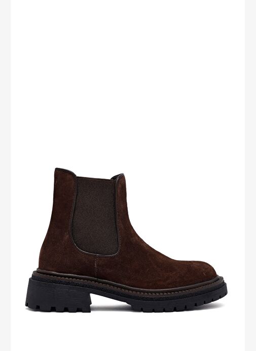 Kadın Kahverengi Kalın Tabanlı Süet Deri Chelsea Bot 25WFD153110 - Görsel 2