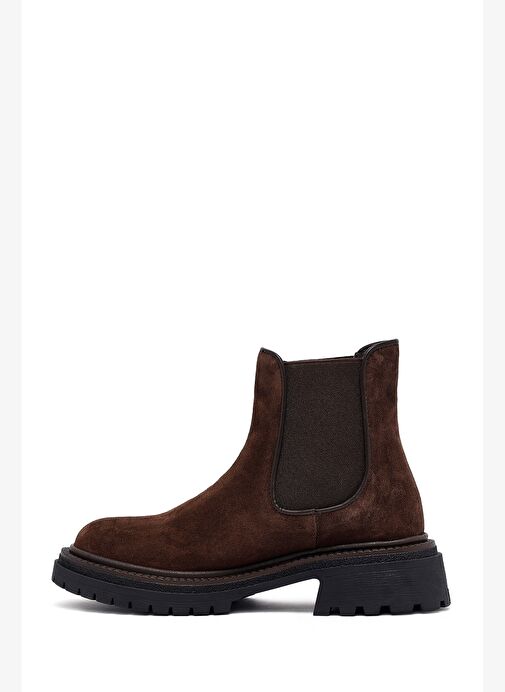 Kadın Kahverengi Kalın Tabanlı Süet Deri Chelsea Bot 25WFD153110 - Görsel 3