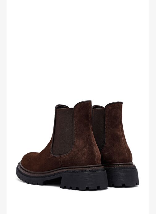 Kadın Kahverengi Kalın Tabanlı Süet Deri Chelsea Bot 25WFD153110 - Görsel 7