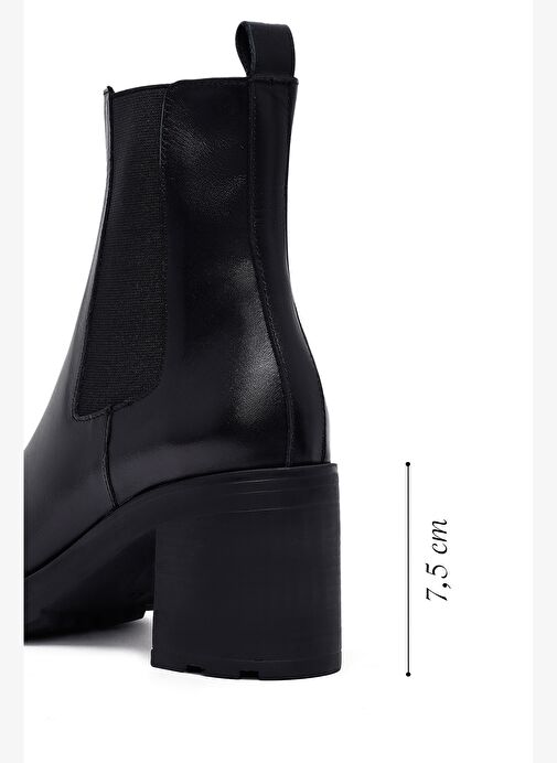Kadın Siyah Kalın Topuklu Deri Bot 25WFD153218 - Görsel 3