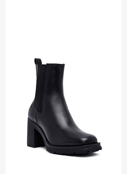 Kadın Siyah Kalın Topuklu Deri Bot 25WFD153218 - Görsel 9