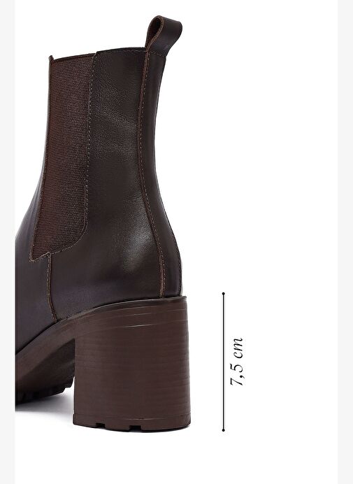 Kadın Kahverengi Kalın Topuklu Deri Bot 25WFD153218 - Görsel 3