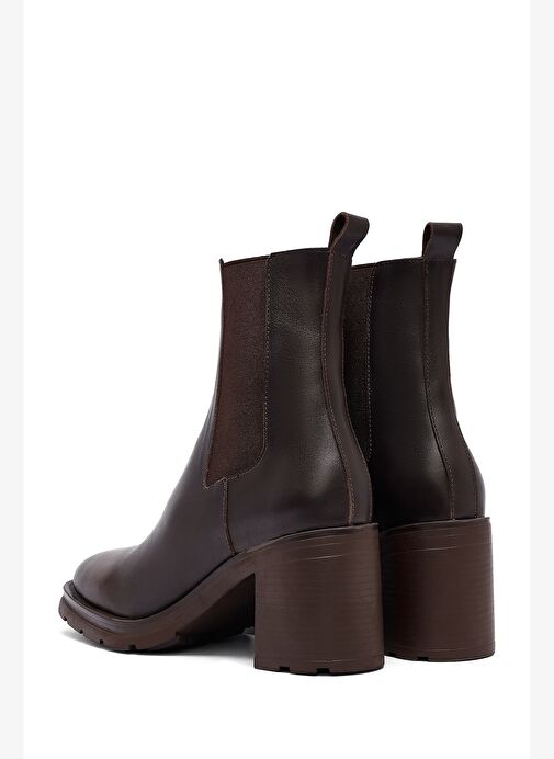 Kadın Kahverengi Kalın Topuklu Deri Bot 25WFD153218 - Görsel 8