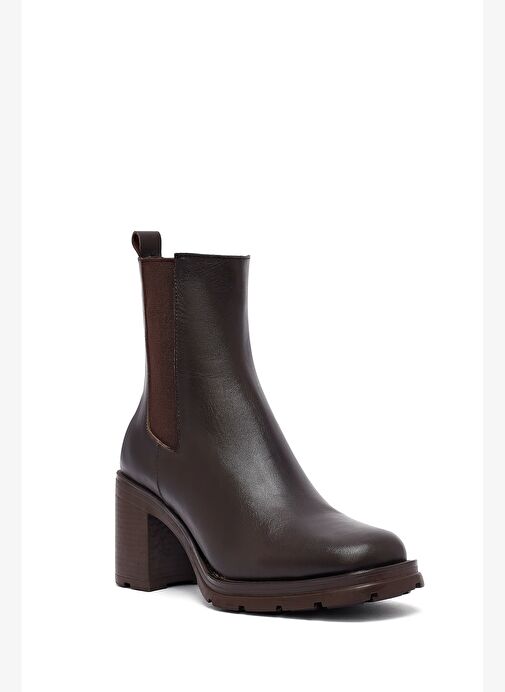 Kadın Kahverengi Kalın Topuklu Deri Bot 25WFD153218 - Görsel 9