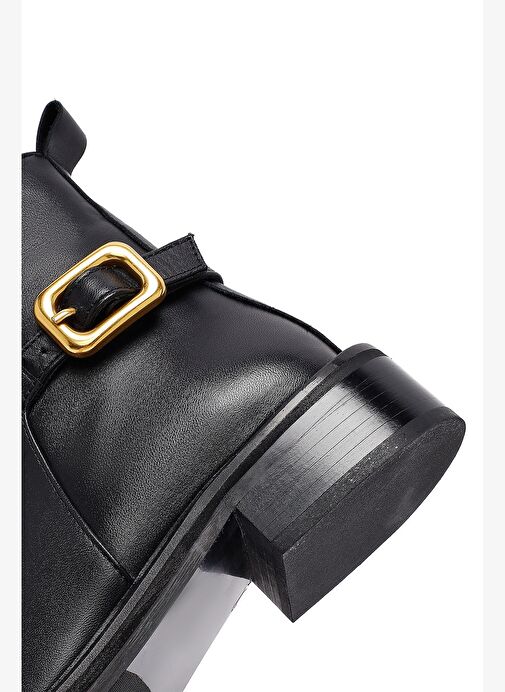 Kadın Siyah Fermuarlı Deri Bot 25WFD153618 - Görsel 9