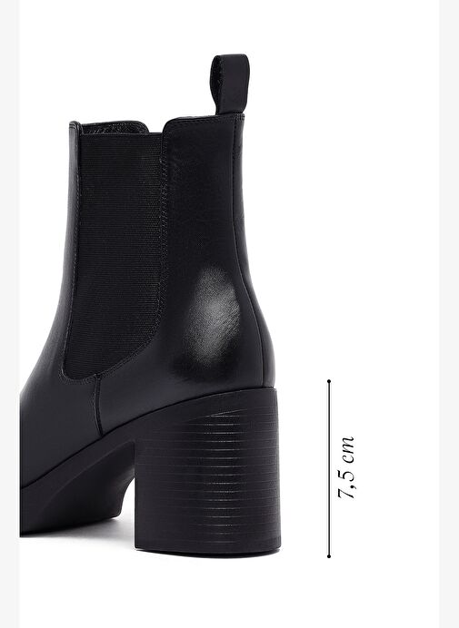 Kadın Siyah Kalın Topuklu Deri Chelsea Bot 25WFD153718 - Görsel 3