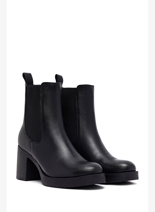 Kadın Siyah Kalın Topuklu Deri Chelsea Bot 25WFD153718 - Görsel 7